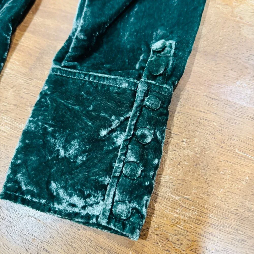 Free People Emerald Green Velvet Wrap Romper